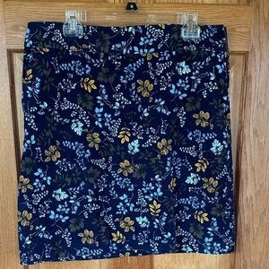 NEW Talbots Navy Floral Corduroy Skirt